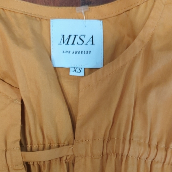 Misa Los Angeles Golden Ruched Short Sleeve Mini Dress, US XS - Picture 4 of 6